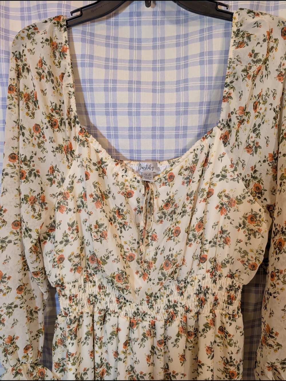 Justify Cream Maxi Dress with Orange & Green Floral Print - Picture 2 of 8